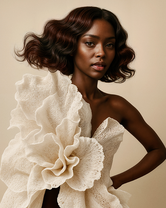 Model mit Kurzhaarfrisur der VELVET Kollektion Raúl de Andreas