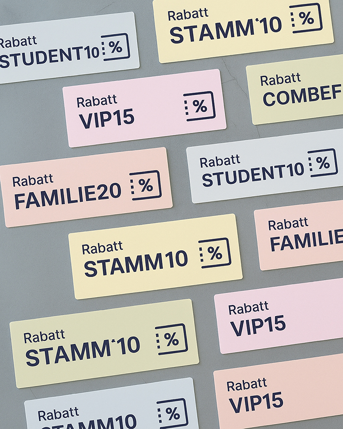 grafisches Bild von verschiedenen Rabatt Codes für automatische Rabatte von studiolution